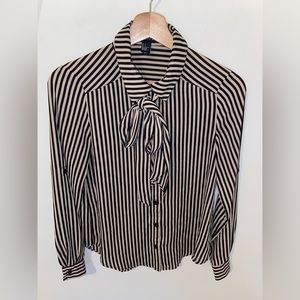 FOREVER 21 Women’s Striped Polyester Front Tie Blouse
